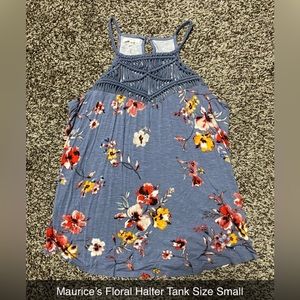 Maurice’s Floral Halter Tank Top Blouse - Size Medium